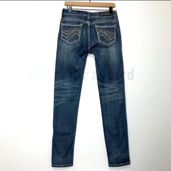 Rock & Roll Cowgirl Mid Rise Skinny Jeans Tall Inseam - Picture 3 of 15